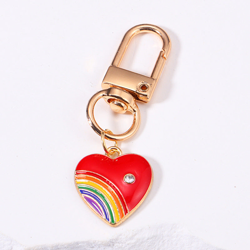 Rainbow Heart Charm Keychain
