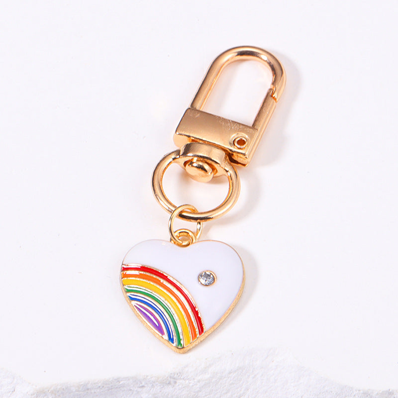 Rainbow Heart Charm Keychain