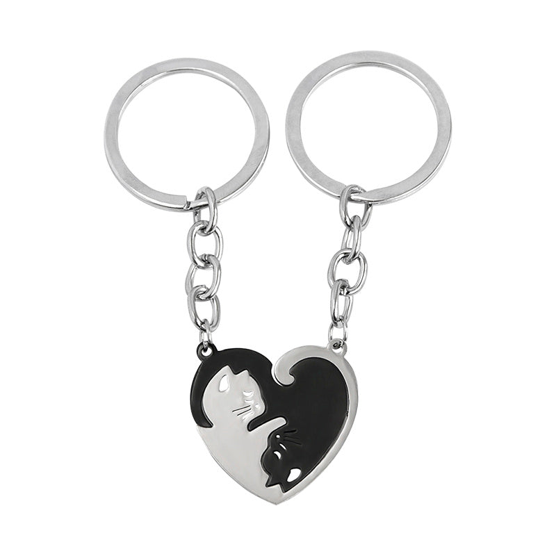 Matching Cat Heart Keychains (Set of 2)