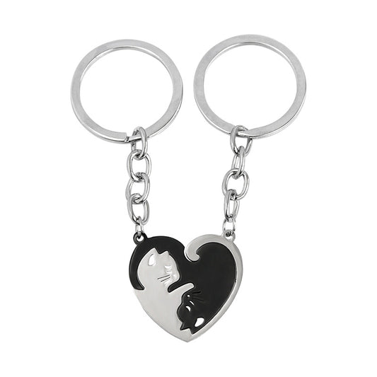 Matching Cat Heart Keychains (Set of 2)
