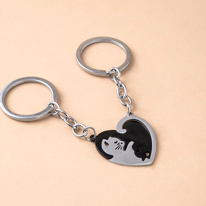 Matching Cat Heart Keychains (Set of 2)
