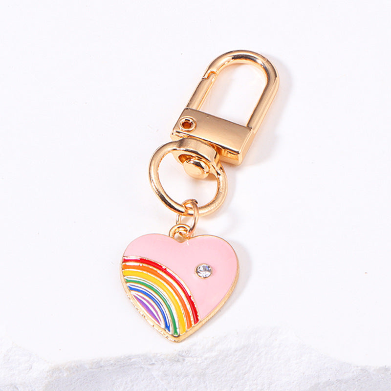 Rainbow Heart Charm Keychain