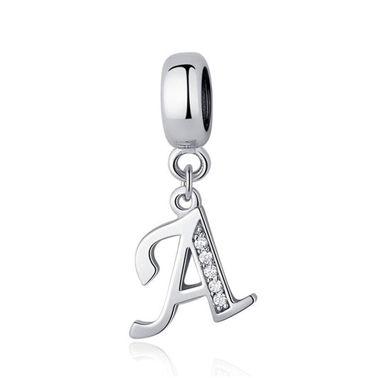 Sterling Silver Alphabet Charm with Sparkling Jewels – A–Z Initials