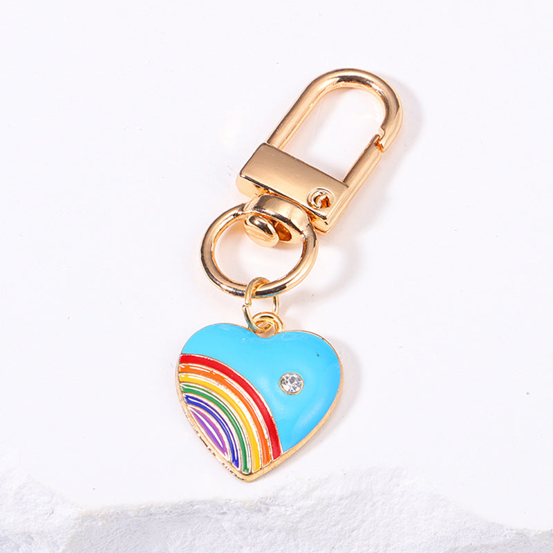 Rainbow Heart Charm Keychain