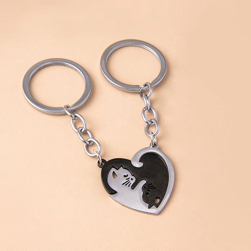 Matching Cat Heart Keychains (Set of 2)