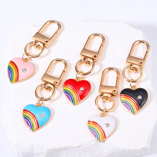 Rainbow Heart Charm Keychain
