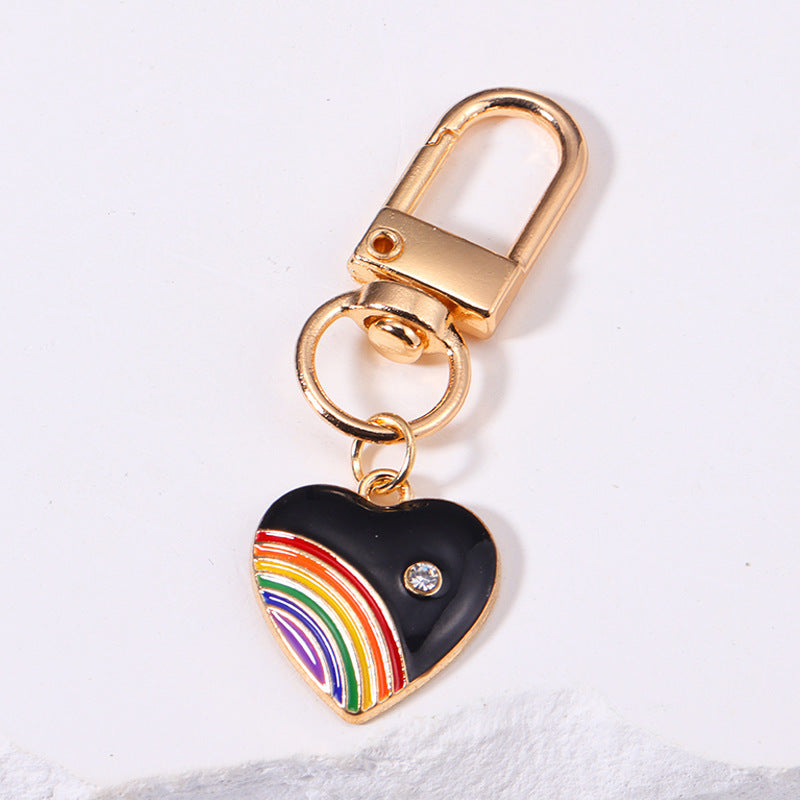 Rainbow Heart Charm Keychain