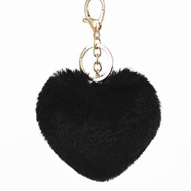 Plush Heart Keychain – Soft & Fluffy Bag Charm