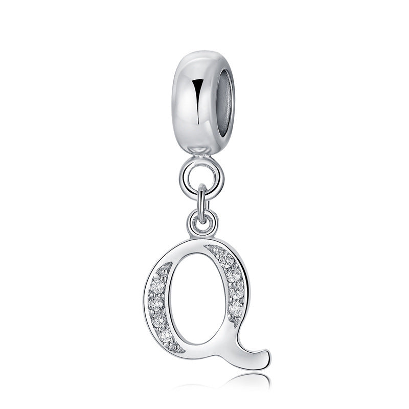 Sterling Silver Alphabet Charm with Sparkling Jewels – A–Z Initials