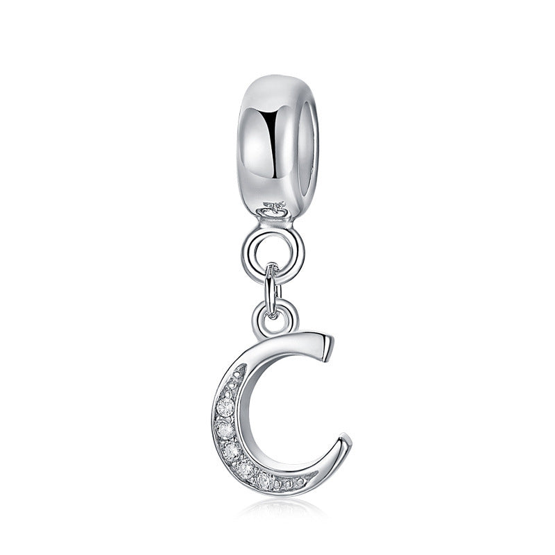 Sterling Silver Alphabet Charm with Sparkling Jewels – A–Z Initials