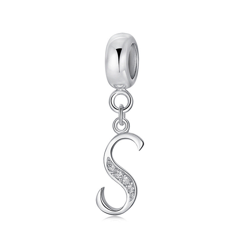Sterling Silver Alphabet Charm with Sparkling Jewels – A–Z Initials