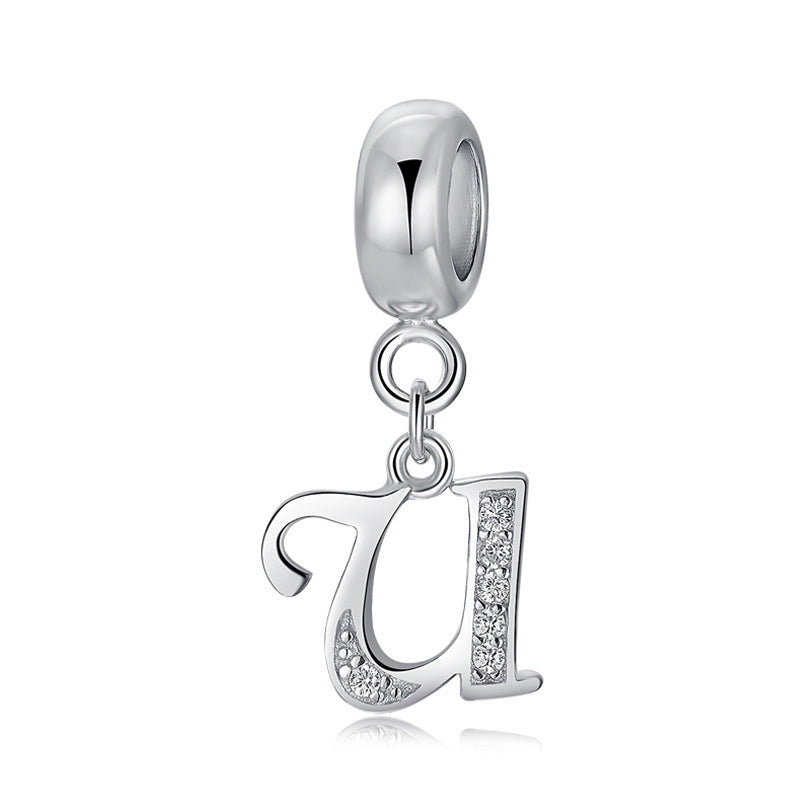 Sterling Silver Alphabet Charm with Sparkling Jewels – A–Z Initials