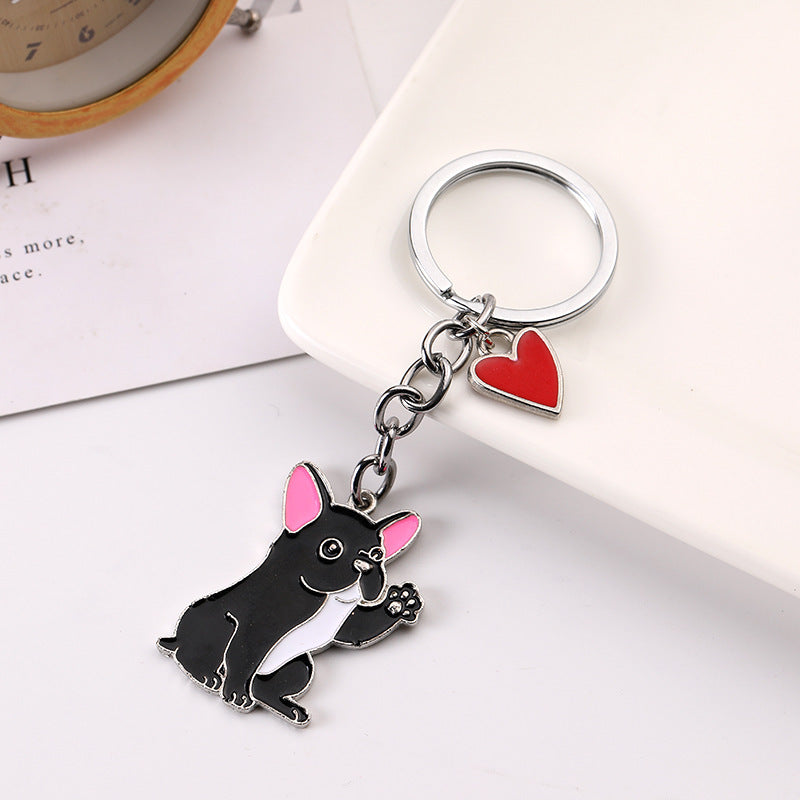 Adorable Dog Keychain with Heart Charm – Cute Alloy Pet Lover Gift