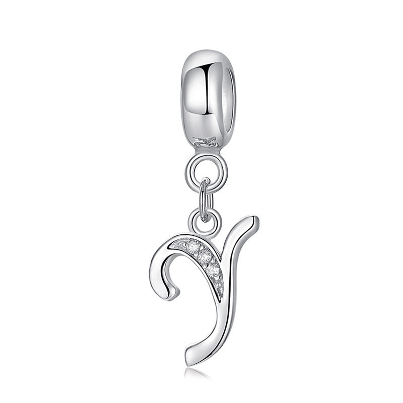 Sterling Silver Alphabet Charm with Sparkling Jewels – A–Z Initials