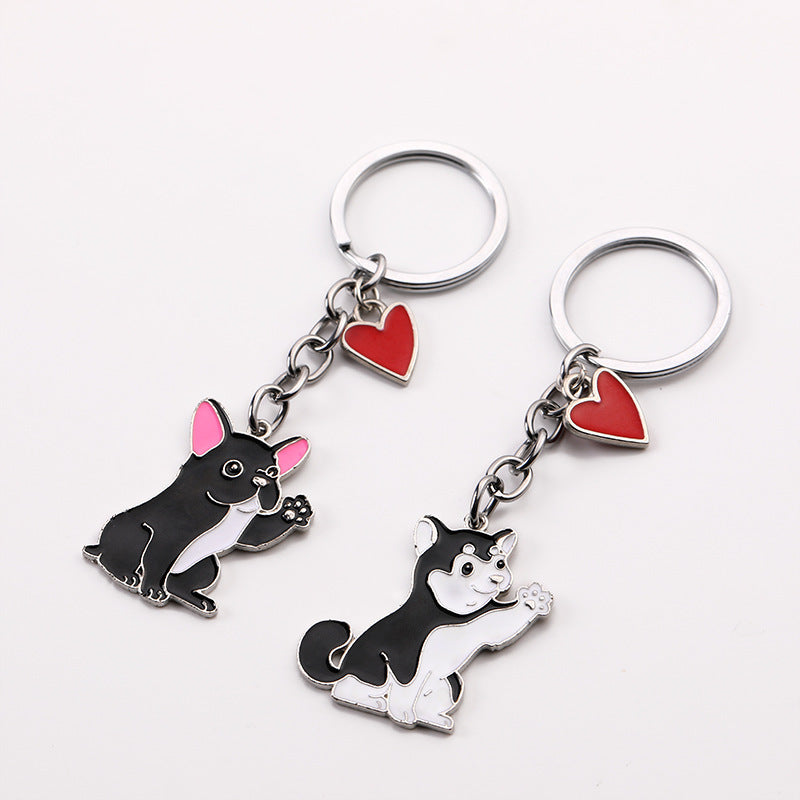 Adorable Dog Keychain with Heart Charm – Cute Alloy Pet Lover Gift