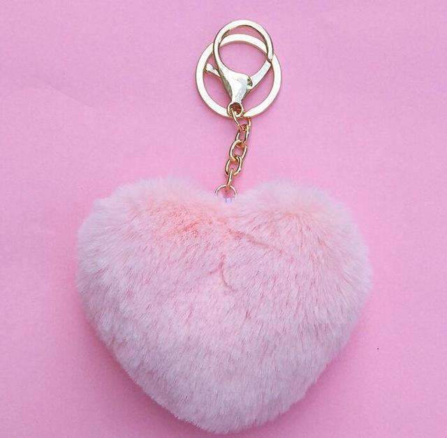 Plush Heart Keychain – Soft & Fluffy Bag Charm