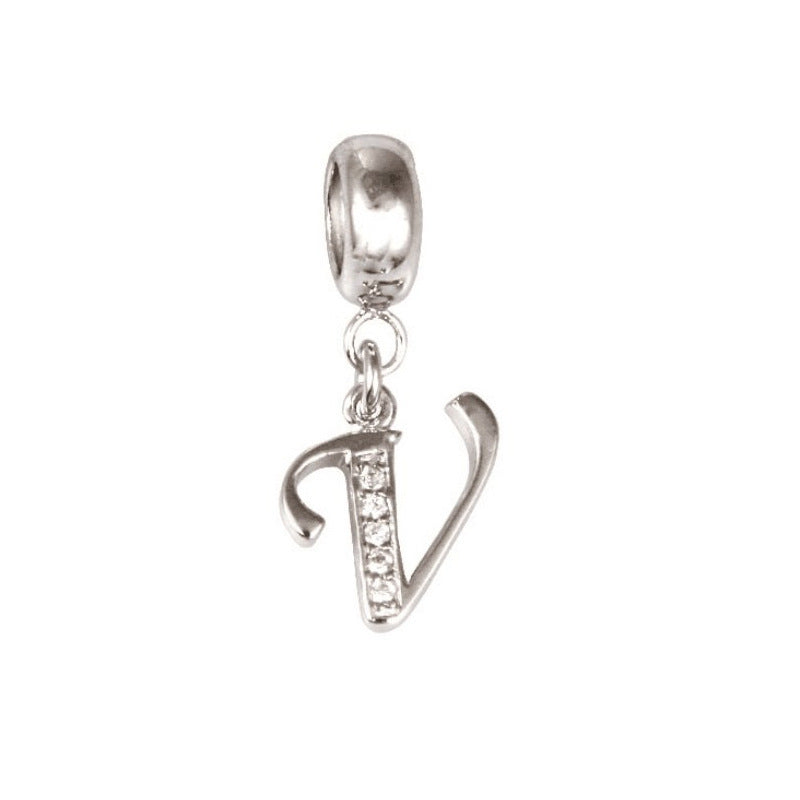 Sterling Silver Alphabet Charm with Sparkling Jewels – A–Z Initials