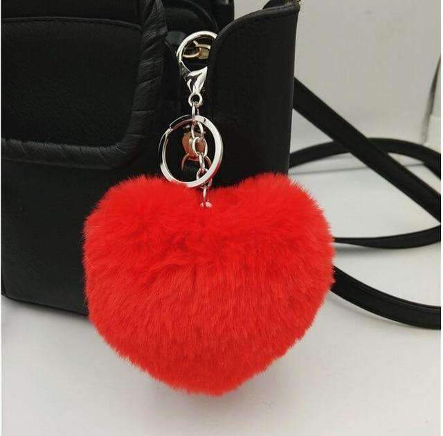 Plush Heart Keychain – Soft & Fluffy Bag Charm