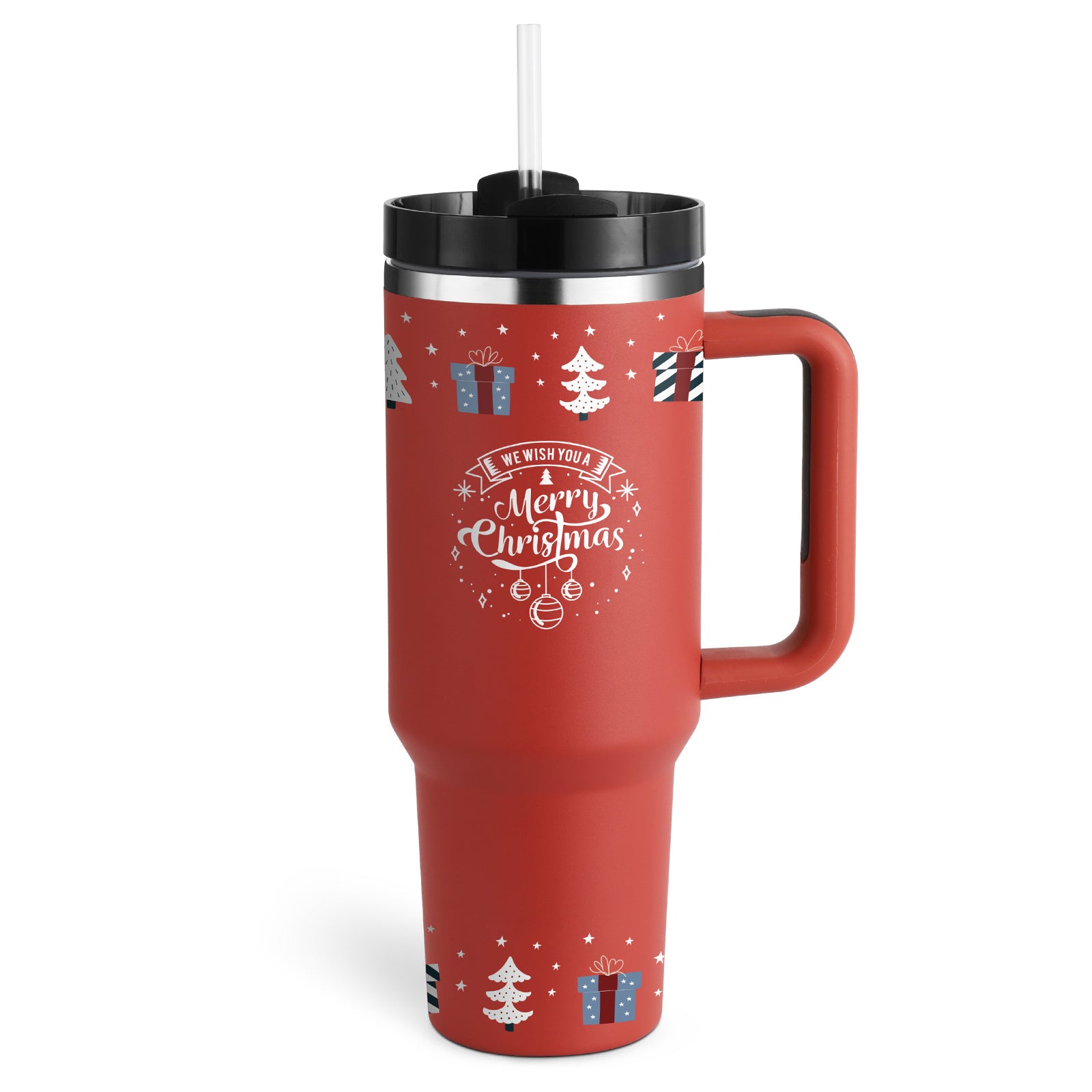 40oz Premium Insulated Tumbler with Handle & Straw – Hot & Cold Drinks
