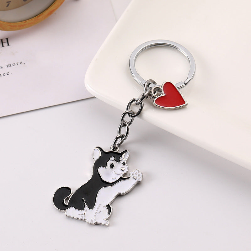 Adorable Dog Keychain with Heart Charm – Cute Alloy Pet Lover Gift