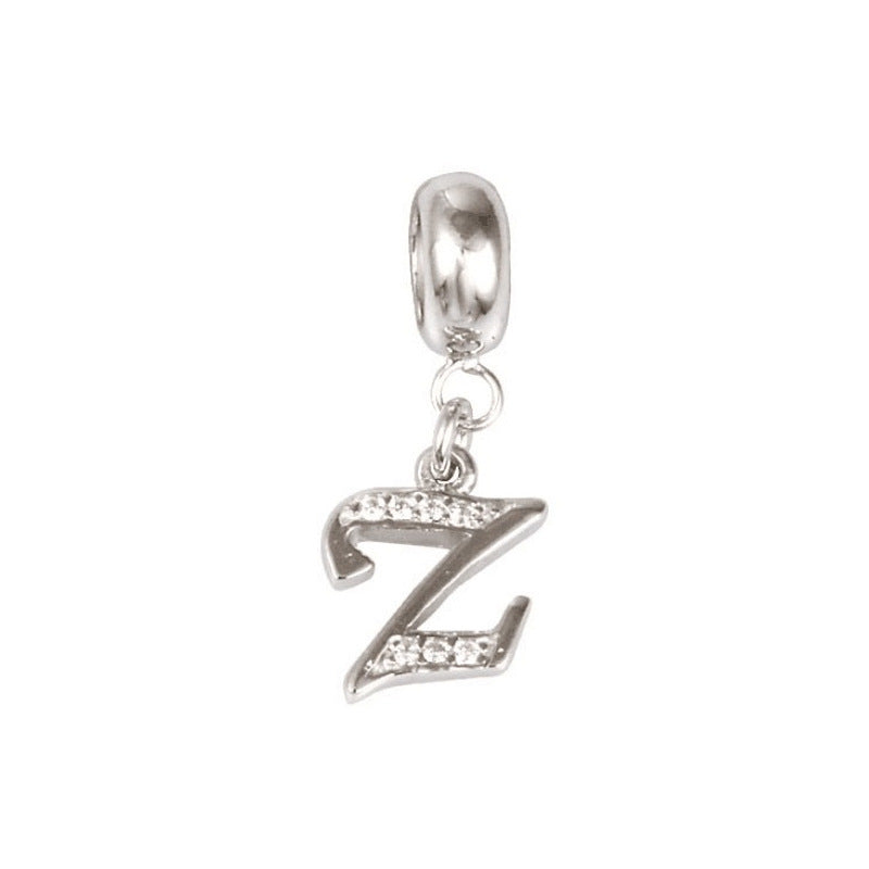 Sterling Silver Alphabet Charm with Sparkling Jewels – A–Z Initials