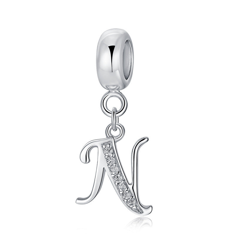 Sterling Silver Alphabet Charm with Sparkling Jewels – A–Z Initials