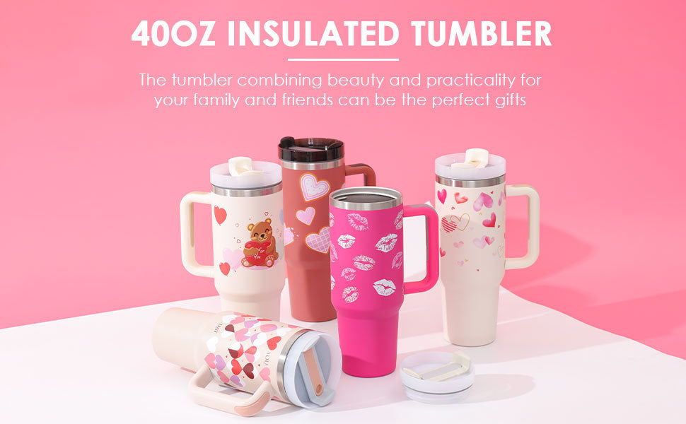 40oz Premium Insulated Tumbler with Handle & Straw – Hot & Cold Drinks