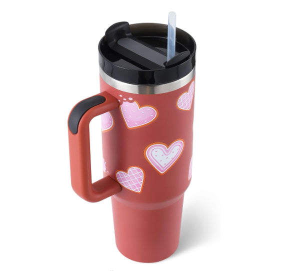 40oz Premium Insulated Tumbler with Handle & Straw – Hot & Cold Drinks