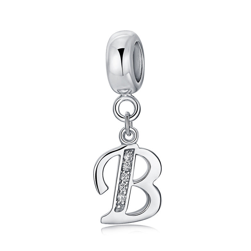 Sterling Silver Alphabet Charm with Sparkling Jewels – A–Z Initials