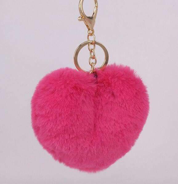 Plush Heart Keychain – Soft & Fluffy Bag Charm