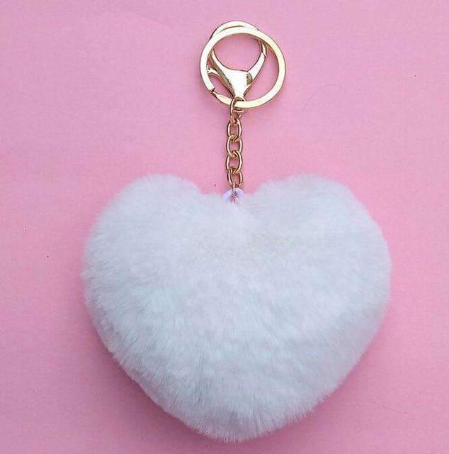 Plush Heart Keychain – Soft & Fluffy Bag Charm