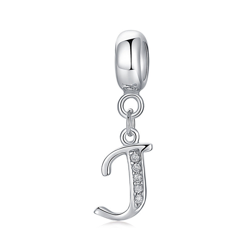 Sterling Silver Alphabet Charm with Sparkling Jewels – A–Z Initials