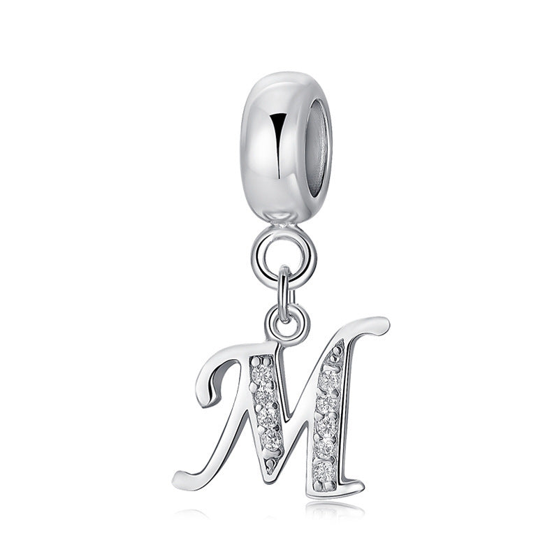 Sterling Silver Alphabet Charm with Sparkling Jewels – A–Z Initials