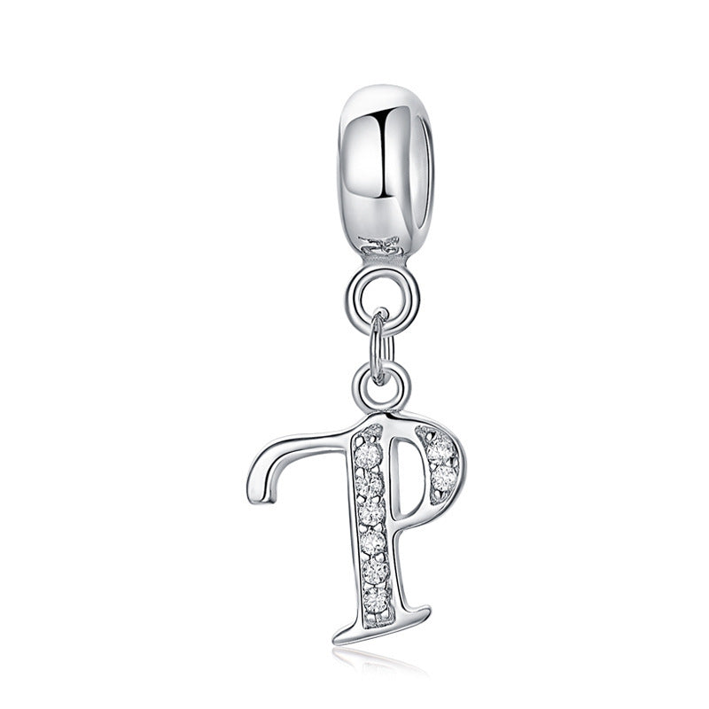 Sterling Silver Alphabet Charm with Sparkling Jewels – A–Z Initials