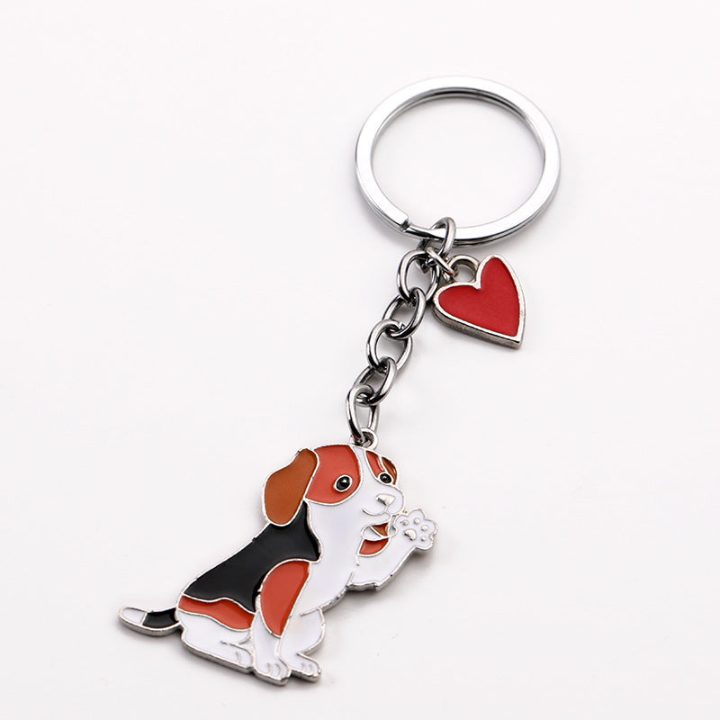 Adorable Dog Keychain with Heart Charm – Cute Alloy Pet Lover Gift