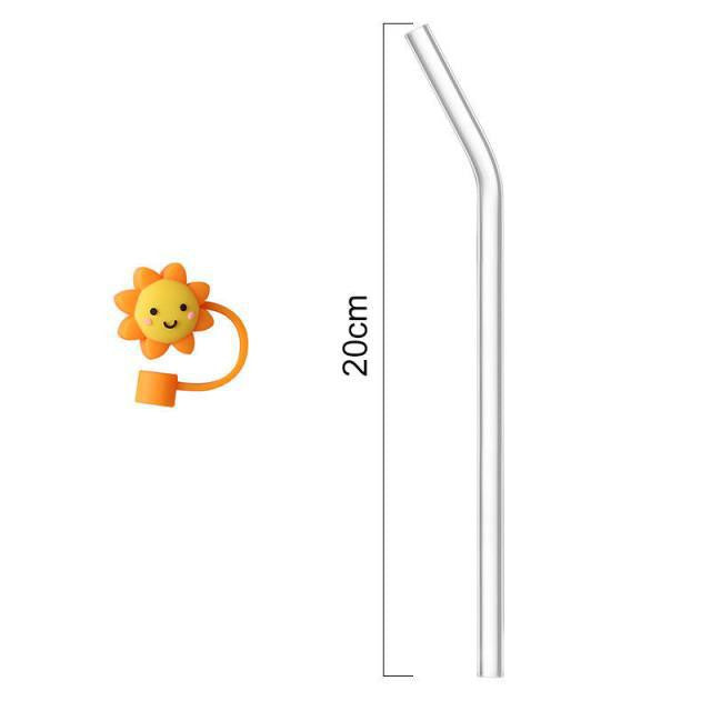 White straw with a sunflower-shaped clip on a white background, labeled '20cm'.