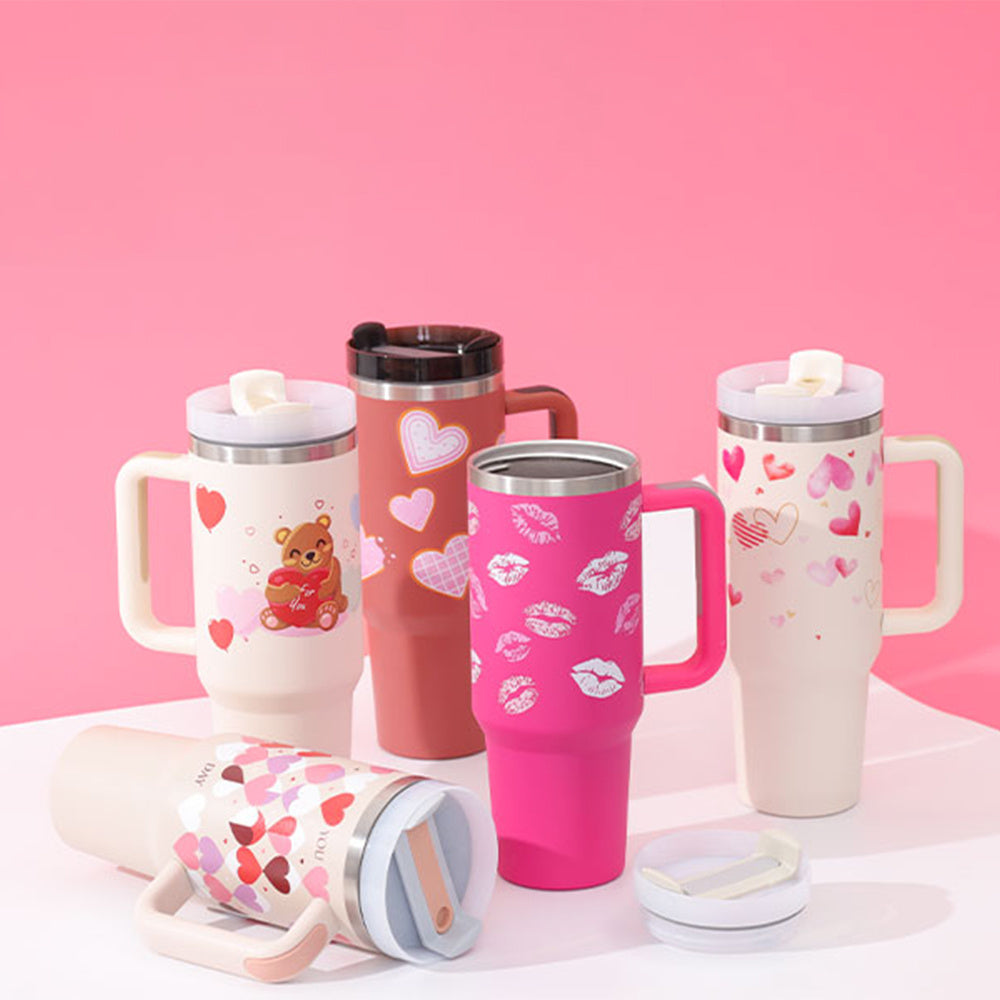 40oz Premium Insulated Tumbler with Handle & Straw – Hot & Cold Drinks