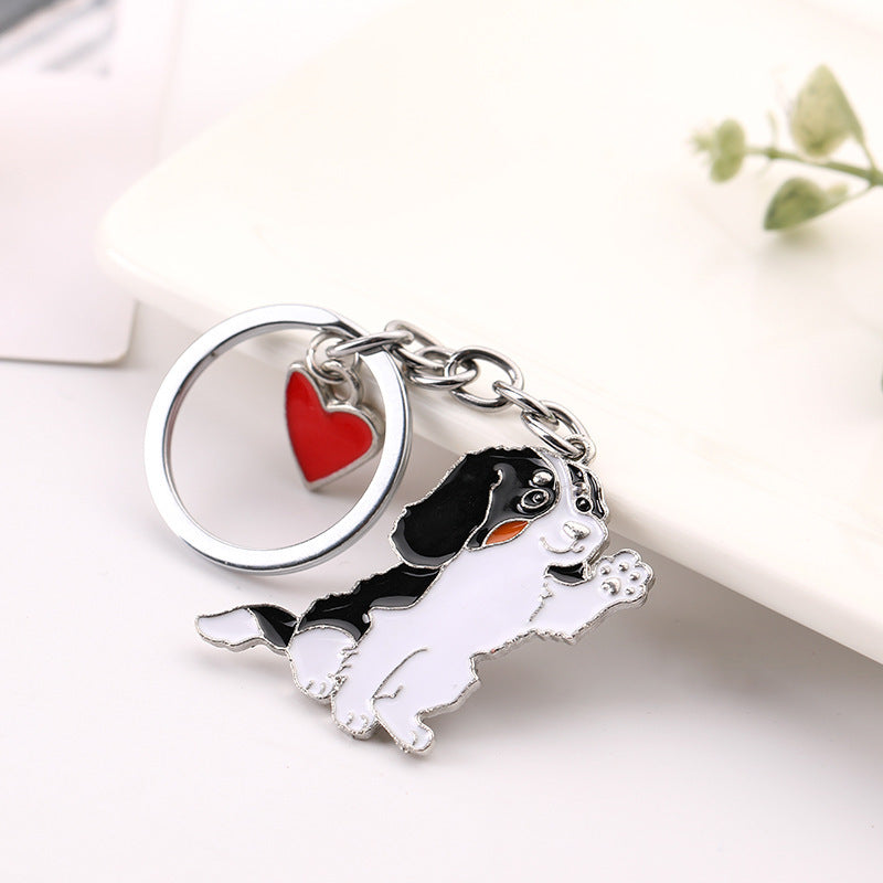 Adorable Dog Keychain with Heart Charm – Cute Alloy Pet Lover Gift
